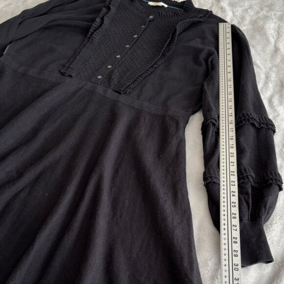 Boden Frilled Knitted Black Button Front Long Sleeve Dress US Size 20/22 EUC - Picture 7 of 10